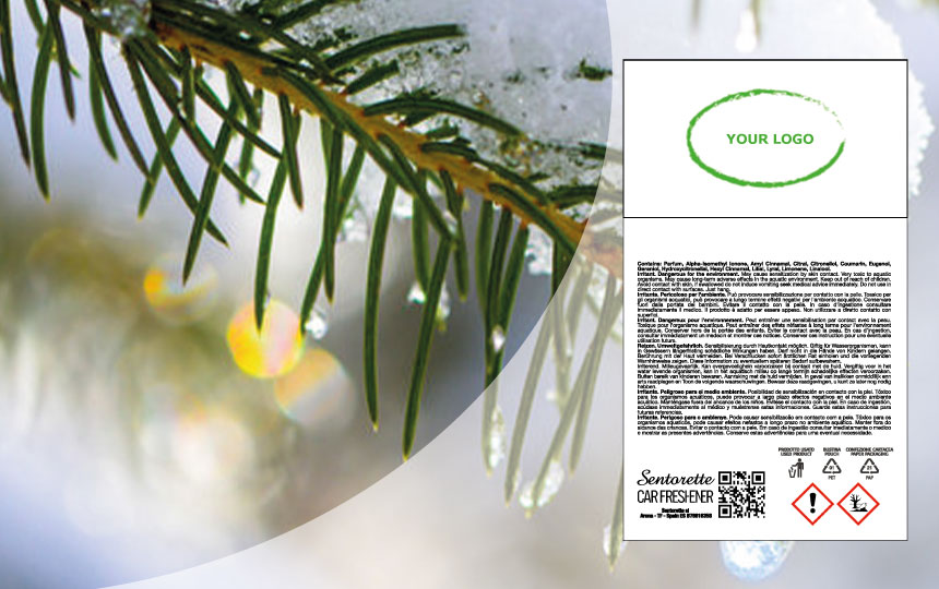 File packaging per profumatore auto personalizzato essenza: Winter Tree Wellness