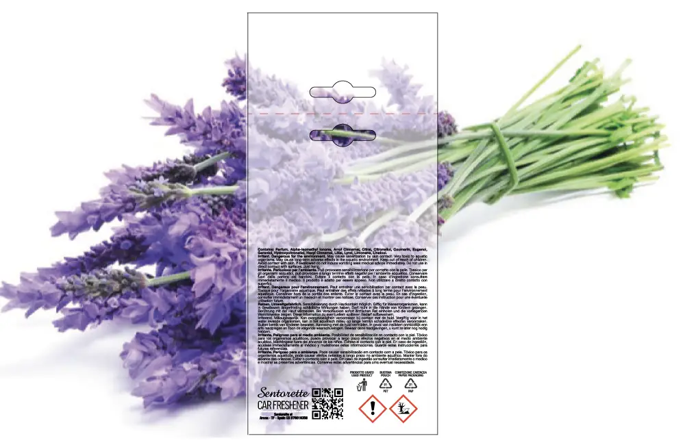 Customized car air freshener packaging template, fragrance:﻿lavender