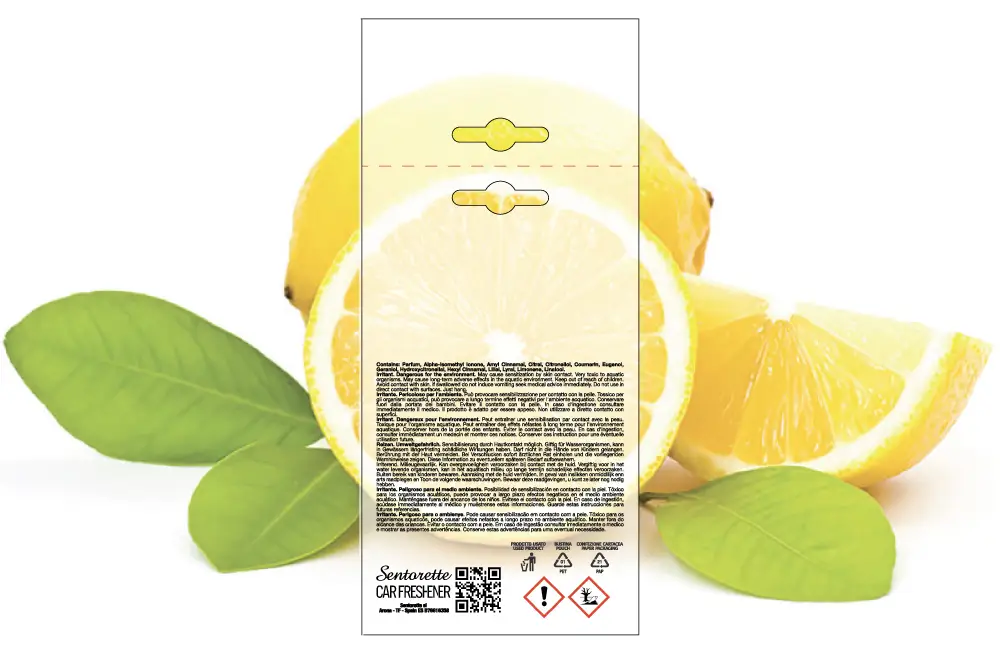 Customized car air freshener packaging template, fragrance:﻿lemon