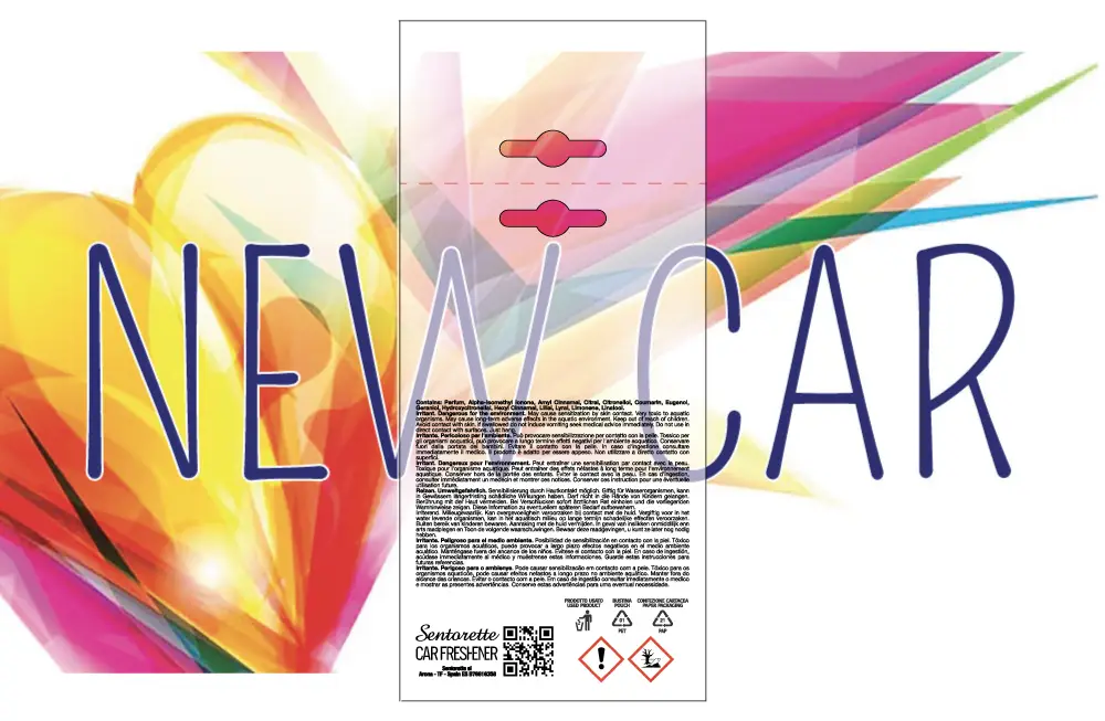 Plantilla de packaging personalizado para ambientador de coche, fragancia:﻿ Auto nuevo – recurso descargable para packaging de desodorante de coche personalizado